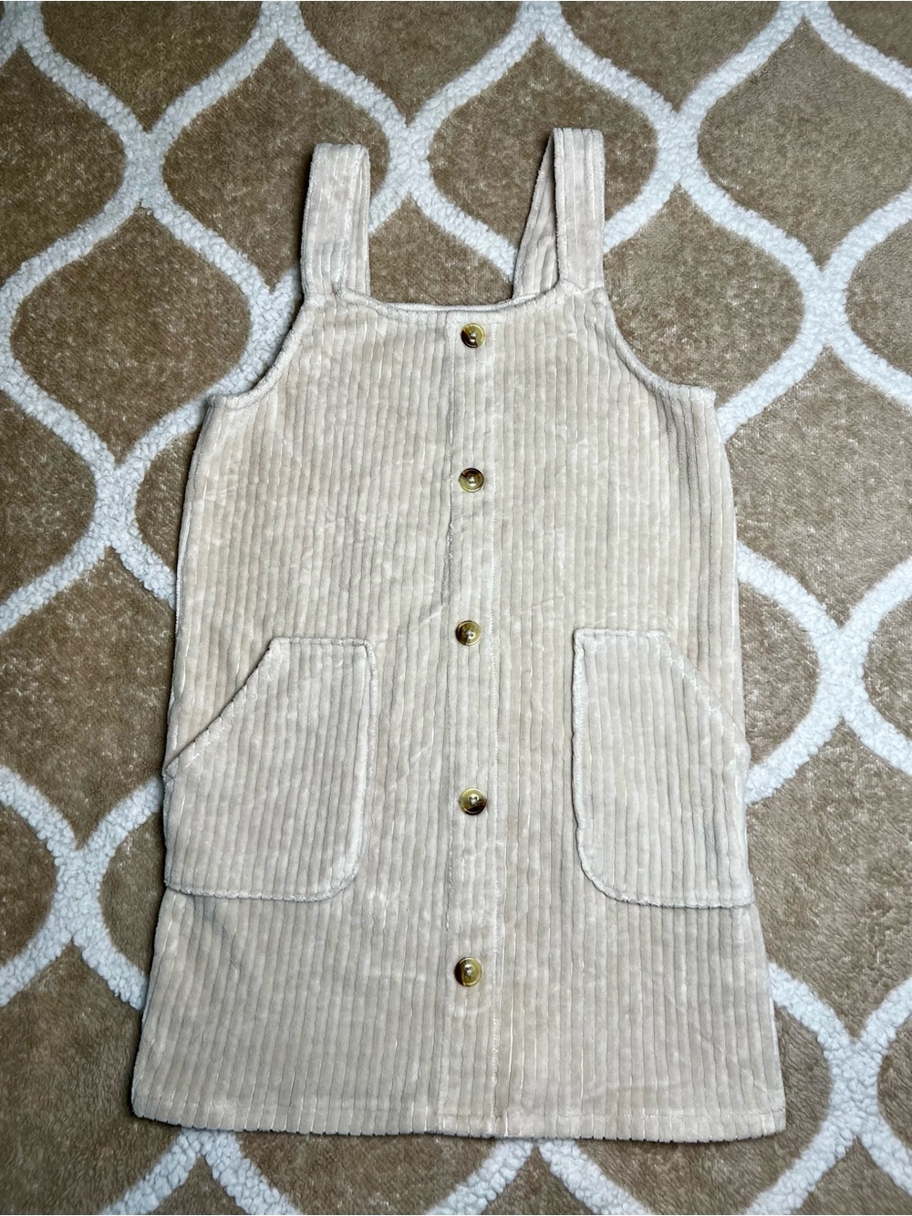 OshKosh B’gosh Girl’s Cream Corduroy Faux-Botton Dress